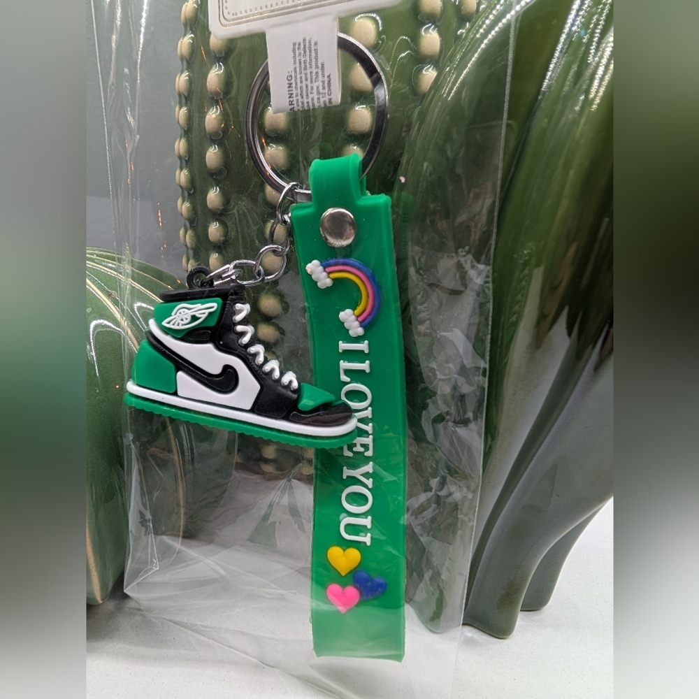 Green and Black Sneaker Keychain